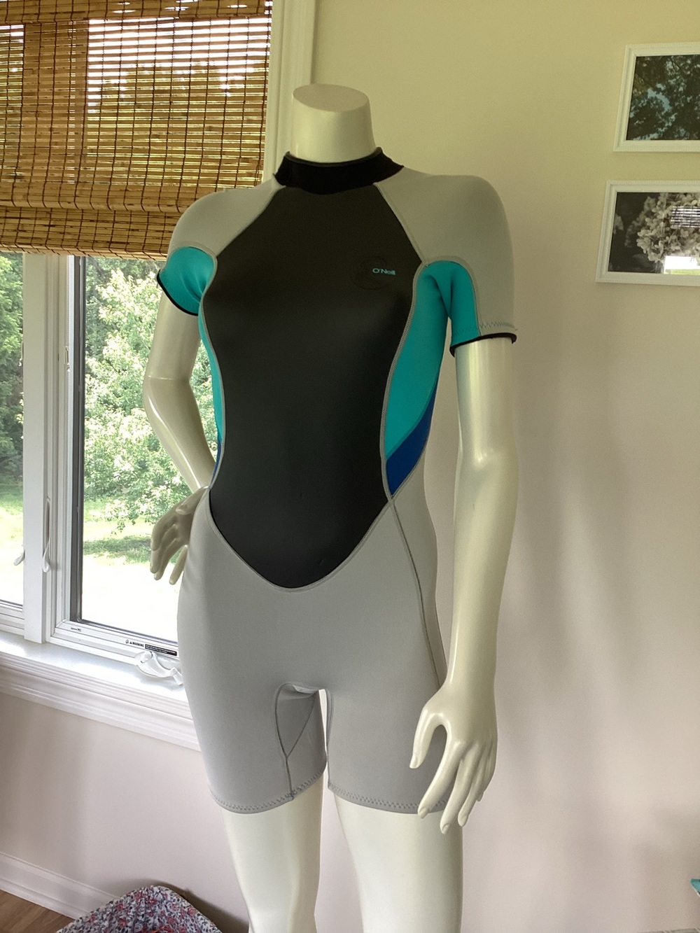 O'Neill Bahia 2mm Gray Short-Sleeve One-Piece Wetsuit. Women’s Sz. 4 👩‍🦰
